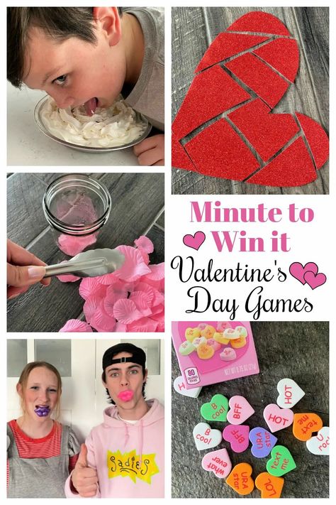 Valentines Games For Couples, Kids Valentine Party, Valentines Class Party, Valentine's Day Party Games, Valentine Party Game, Fun Valentines Day Ideas, Valentines Games, Minute To Win, Minute To Win It Games