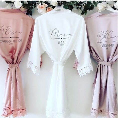 Bridal Robe Ideas, Bridesmaid Robes Personalized, Bridal Robes Personalized, Lace Robes, Bridal Robe Lace, Bridesmaid Robe Personalized, Satin Bridesmaids Robes, Wedding Robes, Satin Robes