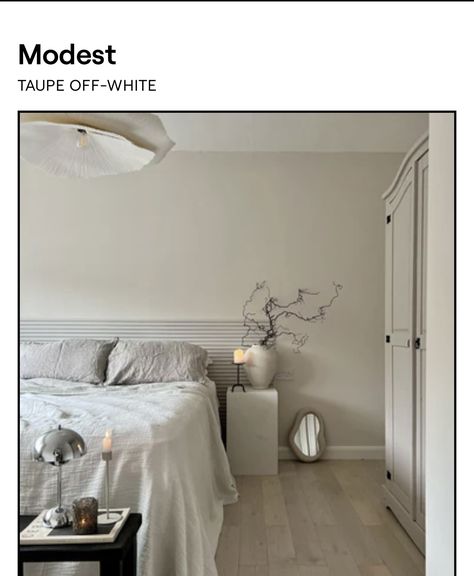 White And Grey Bedroom, White Gray Bedroom, Interior Paint Finishes, Off White Coat, Off White Paint, Off White Paints, Warm Taupe, Grey Paint, Taupe Grey