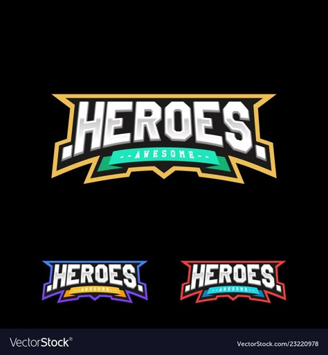 Heroes or superhero sport text logo isolated for Vector Image Esport Logo Design, Shirt Typography, Game Logos, Hero Logo, Big Dragon, Racing Logo, Logo Samples, Esports Logo, Text Logo Design