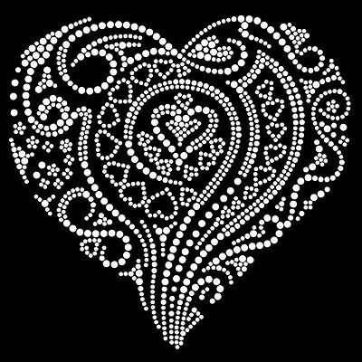 Iron-on Diamante Transfer -Tribal Heart-1. This is an iron on (hot-fix) transfer made of high quality glass cut rhinestones. Stand out in the crowd with this dazzling design! Rhinestones colour : Crystal (Clear). Rhinestone Designs Pattern, Valentine Present, Custom Rhinestone, Valentines Presents, Mandala Rocks, Rhinestone Transfers, Rhinestone Art, Mandala Dots, Dot Art Painting