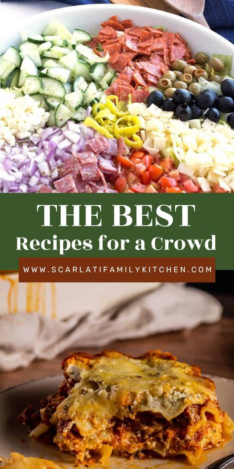 Looking for easy and delicious recipes for cooking for a crowd? Check out these 16 crowd-pleasing dishes that will impress your guests. Delicious Meals For A Crowd, Dinner Recipes For A Large Group, Feeding A Crowd On A Budget Parties, Meal For 12 People, Best Crowd Pleasing Recipes, Recipes For Large Groups Feeding A Crowd, Make Ahead Main Dishes For A Crowd, Simple Meals For A Crowd, Crowd Pleasing Dinners