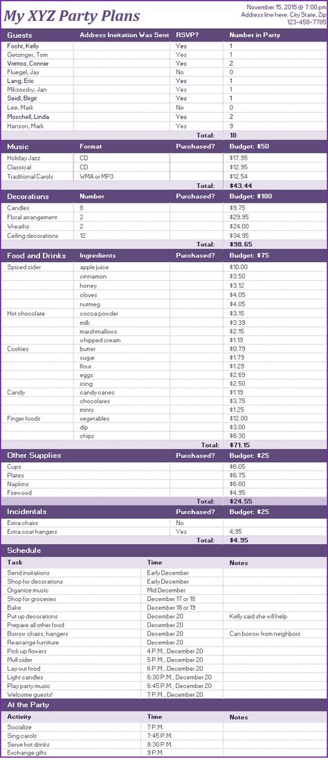 This Party Planner template is created using Microsoft Excel with everything easily customizable. You can amend any area, change headings and add new item lines according to your event. All the calculations and mathematical formulas are already there to calculate amounts. Party Planning Spreadsheet, Planning Spreadsheets, Event Checklist Template, Event Planner Website, Christmas Party Planner, Mathematical Formulas, Party Planner Template, Event Planning Checklist Templates, Event Planning Timeline