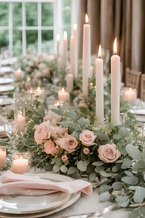 Sage green and blush pink floral wedding centre piece    #sagegreenwedding #weddingtablecenterpieces #weddingtablescape #weddingtabledecor #floralweddingcentrepiece #springweddingstyling #floralwedding #blushpinkwedding #blushpinkweddingdecor #blushpinkweddingcentrepiece #sagegreenblushpinkwedding #sagegreenblushpinkweddingideas Wedding Decor Sage And Blush, Blush Pink Sweetheart Table, Dusty Pink Wedding Reception, Wedding Decorations Blush Pink, Eucalyptus Centre Piece, Spring Wedding Sage Green And Blush, Pink Peonies Wedding Centerpieces, Sage Pink And White Wedding, Sage Green Dusty Pink Wedding