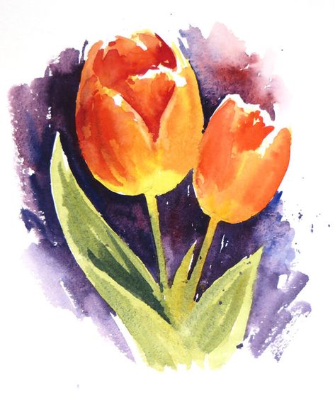 Secondary Colors Art Design, Watercolor Challenge, Watercolour Challenge, Tertiary Color, Secondary Colors, Complimentary Color Scheme, Watercolor Tulips, Original Paintings For Sale, Colors Art