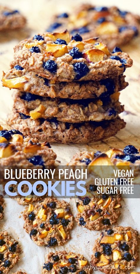 Gluten Free Peach Recipes, Peach Oatmeal, Vegan Gluten Free Cookies, Gluten Free Oatmeal Cookies, Peach Cookies, Healthy Breakfast Snacks, Healthy Oatmeal Cookies, Gluten Free Sugar Cookies, Gluten Free Oatmeal