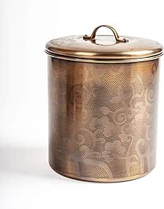 NuSteel Etched 2 QT Stainless Steel, Beautiful Food Storage Container for Kitchen Counter, Tea, Sugar, Coffee, Caddy, Flour Canister with Rubber Seal lid, Copper Antique Copper Canisters, Flour Canister, Kitchen Storage Canisters, Jars For Sale, Kitchen Canister Set, Metal Canisters, Countertop Storage, Storage Canisters, Copper Kitchen