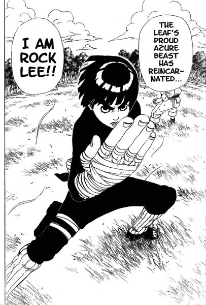 Click to view full size image Rock Lee Naruto, Manga Rock, Lee Naruto, Poses Manga, Naruto Tattoo, Naruto Drawings, Rock Lee, Bleach Manga, Manga Pages