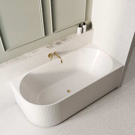 Bao Fluted 1500mm Back to Corner Bath - Matte White In Stock SKU BAO100215L Baths by Bao Bath  Original priceRRP $2,438 Current price$2,072 Inbuilt Bathtub, Fluted Bathtub, Fluted Bath, Fluted Bathroom, Brushed Nickel Mirror, Wishy Washy, Built In Bath, Bathroom Ambiance, Corner Bath