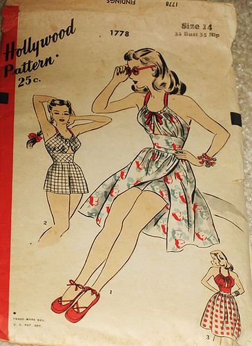 hollywood playsuit 1778 - interesting Vintage Playsuit Pattern, Hollywood Patterns, Vintage Bathing Suit Patterns, Vintage Swimming, Vintage Playsuit, Suit Sewing Patterns, Patron Vintage, Play Suit, Vintage Romper