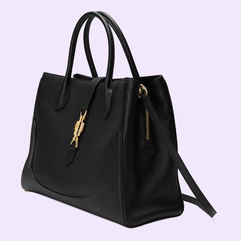 Black leather tote bag