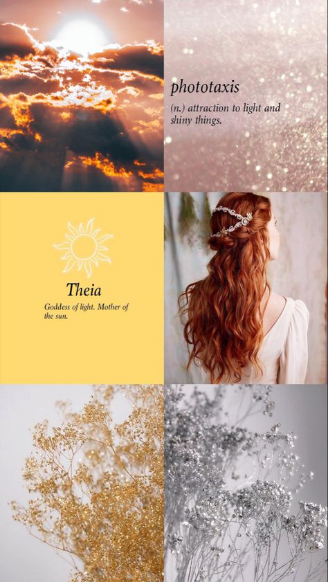 Theia Goddess Aesthetic, Nature Goddess Aesthetic, Sun Witch Aesthetic, Sun Goddess Aesthetic, Theia Goddess, Goddess Of Sun, Names That Mean Sun, Mythical Names, Sun Names