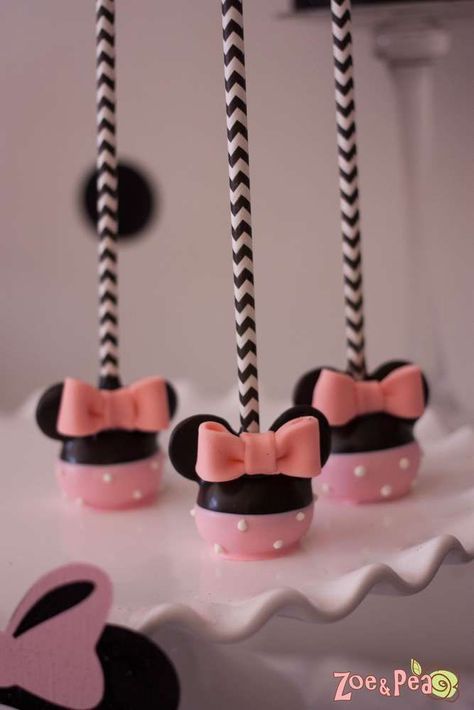 Cute cake pops at a Minnie Mouse in Paris Birthday Party! See more party planning ideas at CatchMyParty.com! Cute Cake Pops, Paris Birthday Party Ideas, Minnie Mouse Cake Pops, Paris Birthday Party, Paris Cake, Cake Pop Designs, Minnie Mouse Cupcakes, Paris Birthday Parties, Bolo Minnie