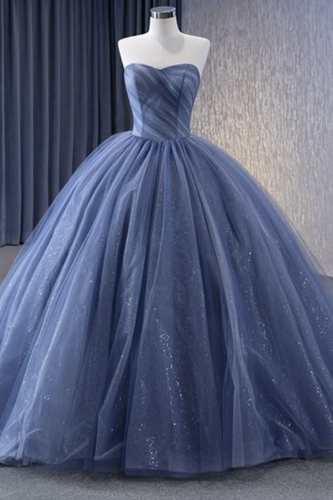 dusty blue wedding ball gown dress Sparkly Blue Ball Gown, Debut Dress, Gown Dress For Women, Sparkly Ball Gown, Debut Gowns, Xv Dresses, Debut Dresses, Dusty Blue Dress, Blue Ball Gown