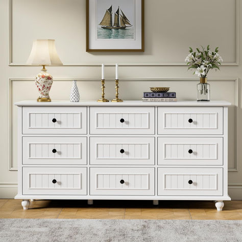 Scurrty Antique 9 Drawer Dresser, Chest of Drawers,Large Cabinet with Storage, Dresser for Clothes in Bedroom, Living Room etc. Clothes In Bedroom, Big Dresser, Dresser Antique, Storage Dresser, Long Dresser, Refinishing Furniture Diy, Antique Drawers, Dresser Chest, Storing Clothes