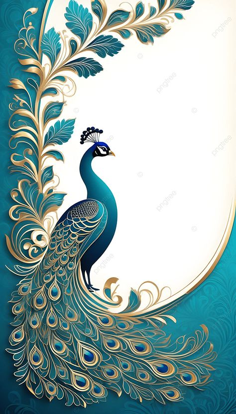 Peacock Wallpaper Backgrounds, Peacock Background, Wedding Cards Design, Funny Bird Pictures, Marriage Card, Peacock Images, Gold Design Background, File Decoration Ideas, Peacock Wallpaper