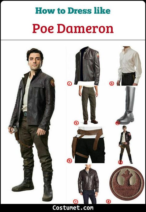 Poe Dameron Outfit, Jedi Inspired Outfit Men, Star Wars Bounding Men, Star Wars Mens Fashion, Star Wars Outfits Men, Star Wars Cosplay Male, Poe Dameron Costume, Easy Star Wars Costumes, Batuu Bounding