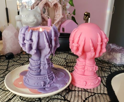 Crystal Ball Candle, Crystal Ball Art, Cool Candles, Goth Candles, Waxing Moon, Bedroom Candles, Moon Candle, Ball Candles, Horror Decor