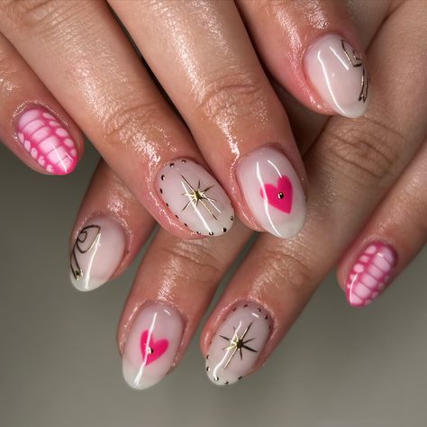 These are SO girly and I love it💝 #biab #luminarynailsystems #planails #chromenails Chappel Roan Nails, Chappell Roan Nail Art, Chappell Roan Jewelry, Chappell Roan Nails, Heart Lava Lamp Nails, Makeup Chappell Roan, Raspberry Nails, Chappell Roan, Nail Technician