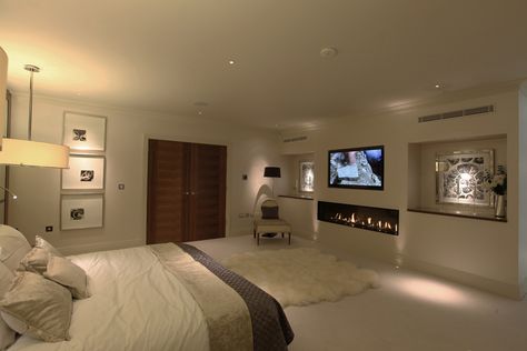 Lighting design by John Cullen Lighting Bedroom Lighting Night, Bedroom At Night, Bedroom Lighting Ideas, Ultimate Bedroom, Feature Lighting, Cupboard Lights, Luxury Room Bedroom, Lighting Bedroom, Smart Home Design