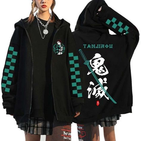 Demon Slayer Jacket, Streetwear Harajuku, Harajuku Sweatshirt, Anime Streetwear, Anime Demon Slayer, Anime Inspired Outfits, Sweatshirt Zipper, Anime Hoodie, Streetwear Y2k