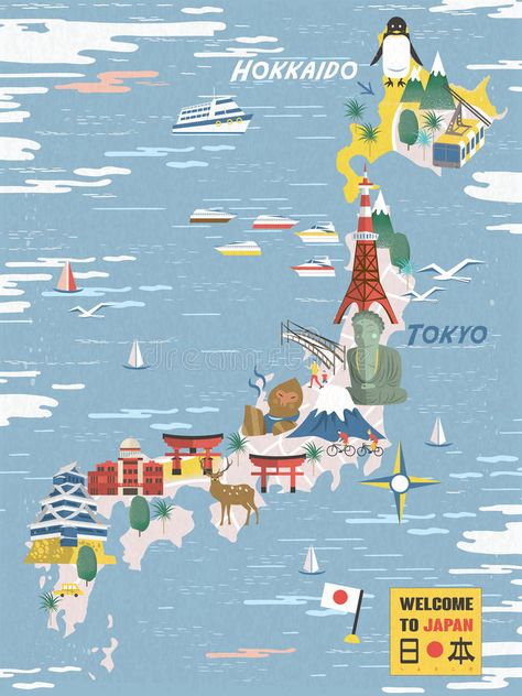 Japan travel map stock illustration Nature Japan, Japan Map, About Japan, Healthy Dips, Bones And Muscles, Travel Map, Variety Of Fruits, Adventure Quotes, Illustrated Map