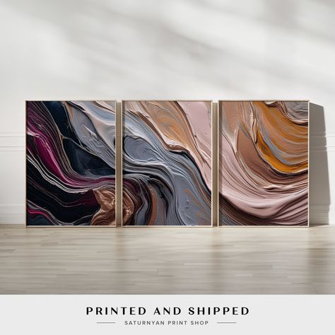 Luxury Abstract Wall Art Set - 3 Earth Tone Violet and Gold Paintings for Home Decor, Modern and Contemporary Home Decor for Stylish Walls by SaturnyanPrintShop on Etsy Boho Contemporary, Neutral Minimalist, Wall Paintings, Art Minimaliste, Inkjet Printing, Contemporary Home Decor, Contemporary Wall Art, Minimal Art, Contemporary Home