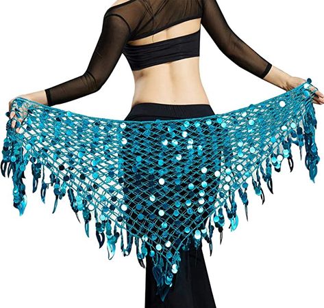 Amazon.com: Gypsy Sequins wrap Skirt Belly Dancing Hip Scarf Sexy Belly Dance Costume Accessories for Women Blue : Clothing, Shoes & Jewelry Triangle Skirt, Halloween Costumes For Groups, Costumes For Groups, Belly Dance Hip Scarf, Belly Dance Accessories, Belly Dance Belt, Women Halloween Costumes, Dance Belt, Sequin Scarf