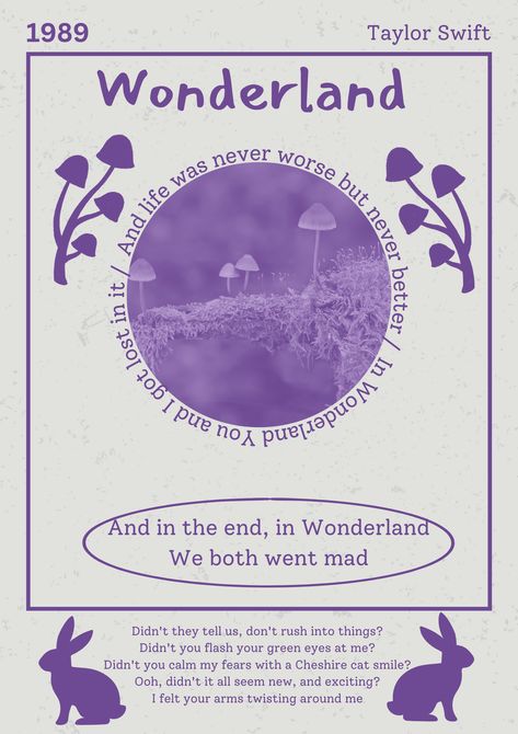 Wonderland Taylor Swift, Wonderland Poster, 1989 Taylor Swift, Taylor Songs, Taylor Swift Birthday, Taylor Swift Speak Now, Poster Wallpaper, Taylor Swift Music, Taylor Swift Posters