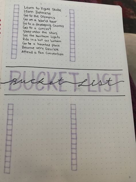 Bucket List Journal, Organization Bullet Journal, Bullet Journal 2019, Bullet Journal Ideas Templates, Creating A Bullet Journal, Bullet Journal Notes, Journal Lists, Bullet Journal Hacks, Bullet Journal Diy