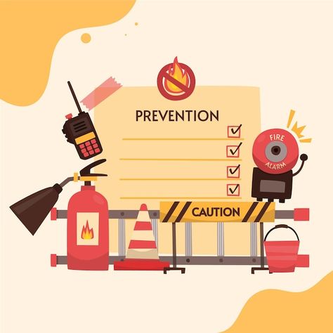 Safety Illustration, Fire Drawing, Safety Rules, Fire Prevention, Illustration Character, Fire Protection, Fire Safety, Vector Hand, Fire Extinguisher