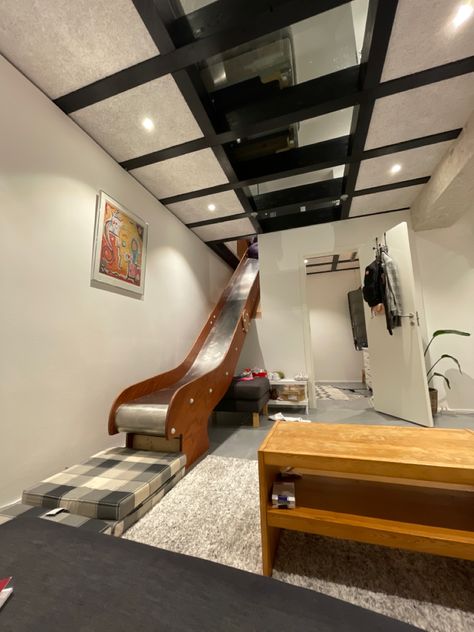 Slide Inside House, Slide In House, Luxury Slides, House Slide, Bed With Slide, Metal Slide, Kids Slide, House Renovation, Dream Houses