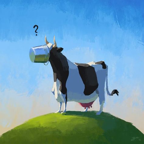 Goro Fujita, Cow Illustration, Black Board, Everyday Art, Arte Cyberpunk, Cute Cartoon Characters, Animation Art Character Design, Animal Sketches, Art Styles