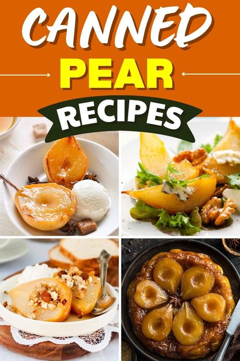 These canned pear recipes are the tastiest way to save time and money. From salads to dips to desserts... who knew you could enjoy canned pears in so many ways? Can Pear Recipes, Canned Pears Dessert Recipes, Tinned Pears Recipes, Sliced Pears Recipes, Dessert Recipes With Pears, Recipes For Canned Pears, Canned Pear Recipes Easy, Can Pears Recipes, Canned Pears Recipes Ideas