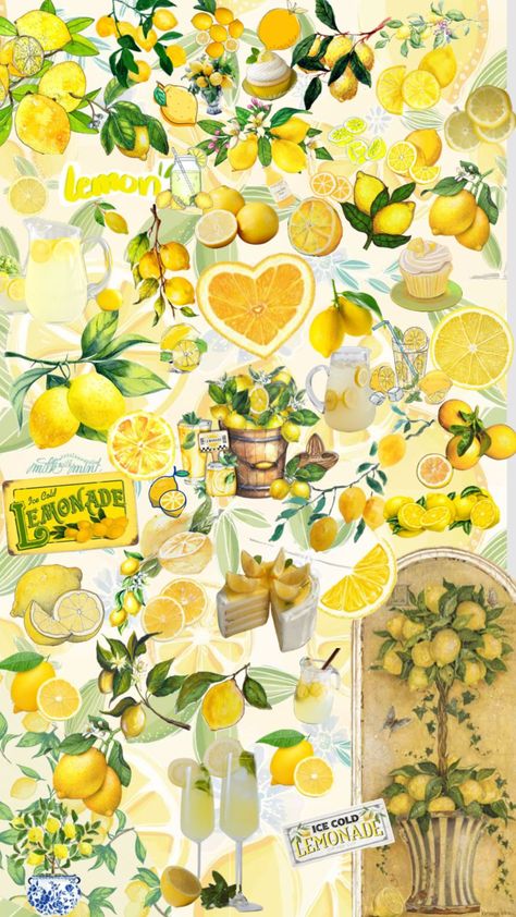 #lemons Lemon Mood Board, Lemon Wallpaper Aesthetic, Citrus Aesthetic, Berry Aesthetic, Lemon Aesthetic, Fruit Collage, Lemon Wallpaper, Lemon Background, Food Collage