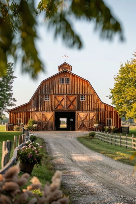 Stable Style House, Brown Barndominium, Barn Landscaping Ideas, Stables Exterior, Horse Barn Exterior, Barn Designs Ideas, Barn Exterior Ideas, Exterior Facade Design, Converted Barns