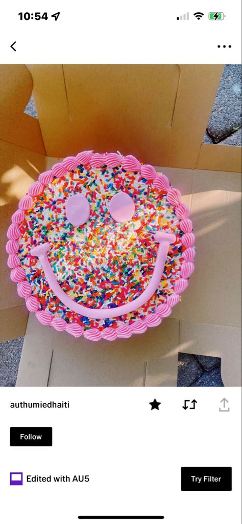 Sprinkle Smiley Face Cake, Smiley Face Ice Cream Cake, Smiley Face Cake Happy Birthday, Pastel Smiley Face Birthday Party, Smiley Face Cookie Cake, Smiley Face Smash Cake, Smile Face Cake, Smiley Face Cupcakes, Smiley Face Birthday Cake