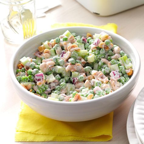 Pea ‘n’ Peanut Salad Peas And Peanuts Recipe, Pea And Peanut Salad Recipe, Potluck Salad, Peanut Salad, Potato Pasta, Mango Chutney, Pea Salad, Fruit Salads, Pea Recipes