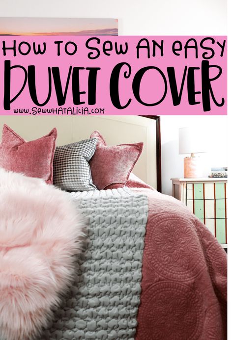 How to Make a Duvet Cover: This post will walk you through how to sew an easy duvet cover. Click through for a full tutorial. #handmadewithjoann #joannpartner | www.sewwhatalicia.com Duvet Covers Patterns, Making A Duvet Cover, Duvet Sewing Pattern, How To Sew A Comforter, Homemade Duvet Covers, Make A Duvet Cover, Queen Duvet Cover Sets, Diy Duvet Cover, Duvet Cover Tutorial