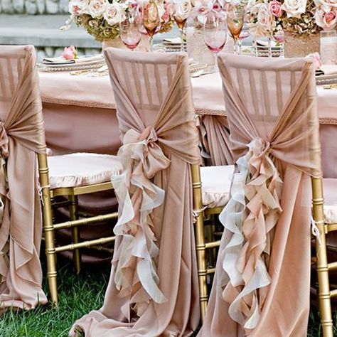 Ruffle wedding guest table chair covers Wedding Ceremony Seating, Wedding Chair Sashes, Ceremony Chairs, Wedding Decorations On A Budget, Wedding Chair Decorations, Extravagant Wedding, Wedding Planner Book, Elegant Wedding Reception, Unique Wedding Decor