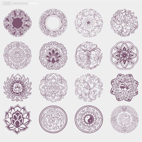 Chinese Mandala, Patterns Floral, Chinese Element, Chinese Tattoo, Chinese Pattern, Theme Tattoo, 4 Tattoo, Chinese Design, China Design