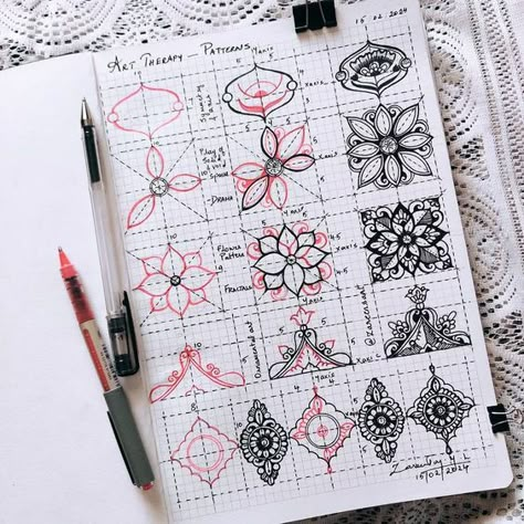 "Patterns and Meditation" series - 01, hand drawn in the grid sheet of "The Mandala guidebook" by Zareen Taj Hidhayath . A lot of things… | Instagram Book Front Page, Krishna Mandala, Doodle Art Mandala, Mandala Bookmark, Bookmark Easy, Mandala Journal, Geometric Patterns Drawing, Zen Mode, Small Mandala