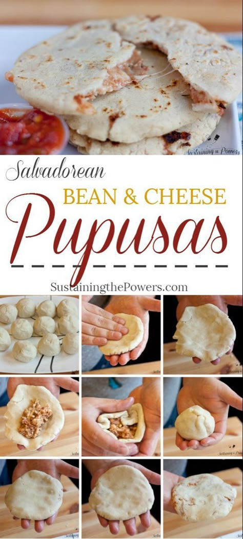 20 minutes · Vegetarian Gluten free · Makes 10 · Salvadorean Pupusas are pillowy bean and cheese-stuffed corn tortillas. Cheese Pupusas, Beans And Cheese, Salvadorian Food, Food Meals, Hispanic Food, Authentic Mexican, Latin Food, Mexican Food Recipes Authentic, Corn Tortillas