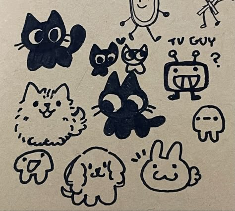 silly little guys Silly Lil Doodles, Simple Sketch Ideas Doodles, Silly Dog Doodle, Silly Animal Doodles, Silly Guy Drawing, Silly Goofy Doodles, Easy Doodles Drawings Cute, Little Guy Doodle, Silly Dog Drawing