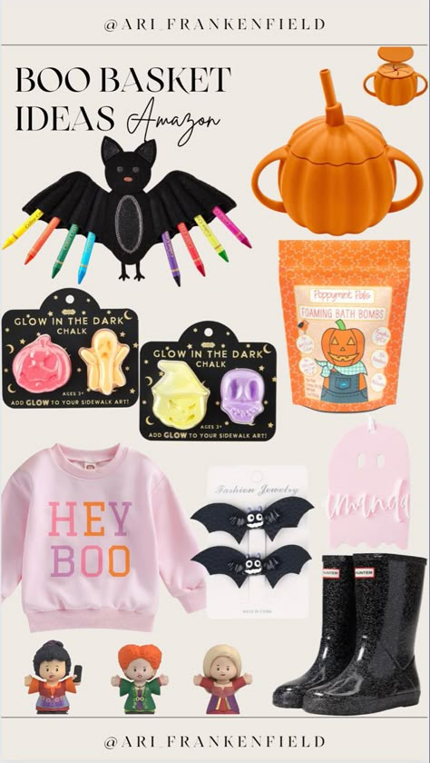 Fin boo basket ideas from amazon for you toddler! #halloween #amazonhalloweenfinds #boobasket #toddler Boo Baskets For Babies, Toddler Boy Boo Basket, Boo Basket Ideas For Neighbor, Halloween Kids Basket Ideas, Kid Boo Basket, Boo Basket Kids, Baby Boo Basket Ideas, Boo Basket For Daughter, Boo Box Ideas For Kids