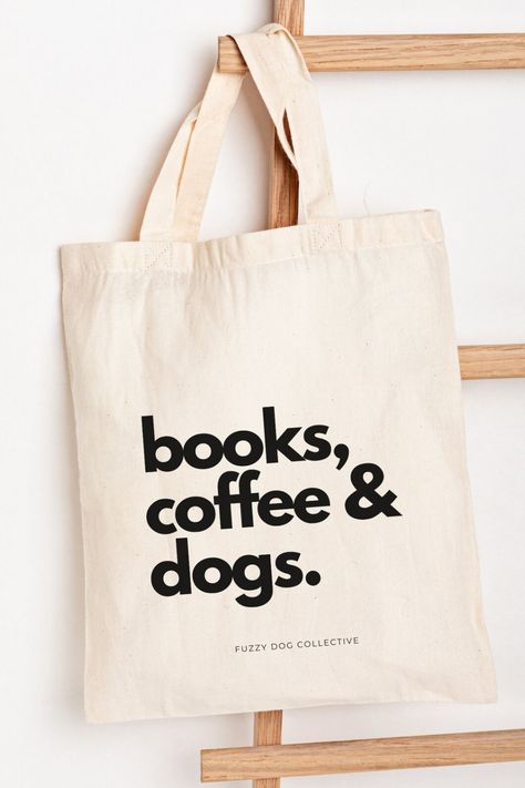 Perfect gift for book, coffee, and dog lovers! 🐾 Features: Material: High-Quality, Durable Canvas Design: Various Bold & Whimsical Dog-Themed Prints Size: Generous 15x16 inches, accommodating all your daily necessities Handles: Strong, Comfortable Cotton Webbing Care: Machine Wash Cold, Hang Dry Dog Merchandise Ideas, Romance Bookstore, Daily Use Tote Bag With Dog Print, Cute Tote Bag With Cat Design, Friends Coffee, Minimalist Tote Bag, Book Coffee, Aesthetic Tote Bag, Tote Bags For School