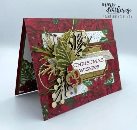 Stampin Up Leaves, Leaves Of Holly, Handcrafted Christmas Cards, Boughs Of Holly, Christmas Leaves, Poinsettia Cards, Fun Christmas Cards, Stamped Christmas Cards, Granola Bar