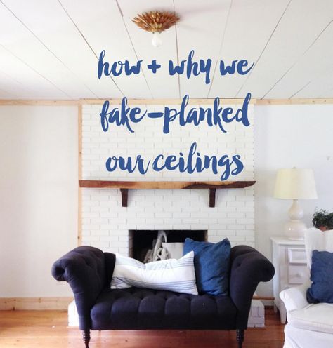 Popcorn Ceilings & How We Fake Planked Them Cheap Ceiling Ideas, Basement Ceiling Insulation, Bedroom Ceilings, Covering Popcorn Ceiling, House Flip, Plank Ceiling, Popcorn Ceiling, Basement Ceiling, Diy Ceiling