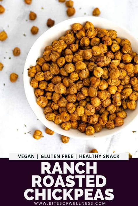 Ranch Roasted Chickpeas Ranch Chickpeas, Crispy Roasted Chickpeas, Chic Peas, Salad Topping, Chickpea Snacks, Homemade Ranch Seasoning, Crunchy Chickpeas, Healthy Vegetable Recipes, Healthy Vegetable