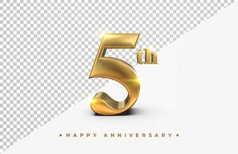 Gold 5th happy anniversary 3d rendering ... | Premium Psd #Freepik #psd #celebration #3d #event #present Block Calendar, Birthday Logo, Celebration Balloons, Birthday Cartoon, Anniversary Greeting Cards, Anniversary Greetings, 4th Anniversary, Beautiful Mosques, 6th Anniversary